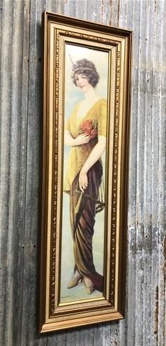 1914 Alfred Everill Orr Pabst Brewing Panama Girl Framed Yard Long Advertising B
