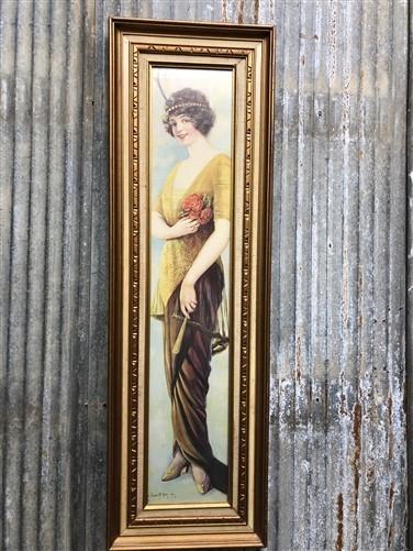 1914 Alfred Everill Orr Pabst Brewing Panama Girl Framed Yard Long Advertising B
