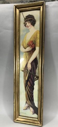 1914 Alfred Everill Orr Pabst Brewing Panama Girl Framed Yard Long Advertising A