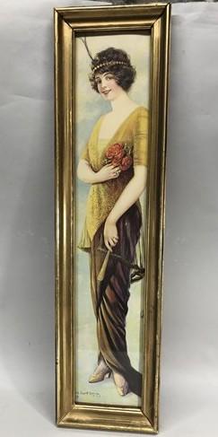 1914 Alfred Everill Orr Pabst Brewing Panama Girl Framed Yard Long Advertising A