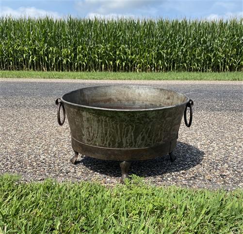 Rustic Large Metal Wash Tub Farmhouse Planter Garden Decor Galvanized Bucket, D