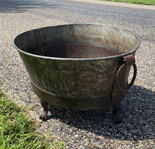 Rustic Large Metal Wash Tub Farmhouse Planter Garden Decor Galvanized Bucket, D