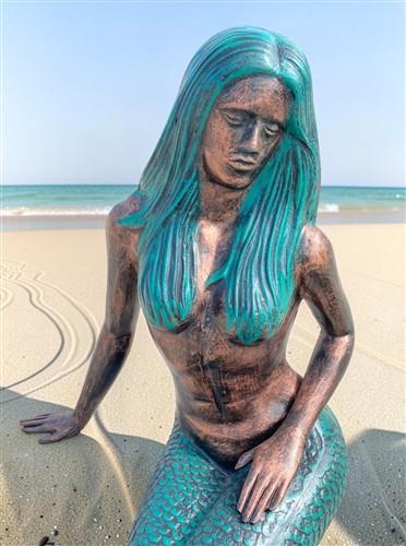 Large Mermaid Statue, Garden Decor Outdoor Nautical Ocean Sea Siren Sculpture, K