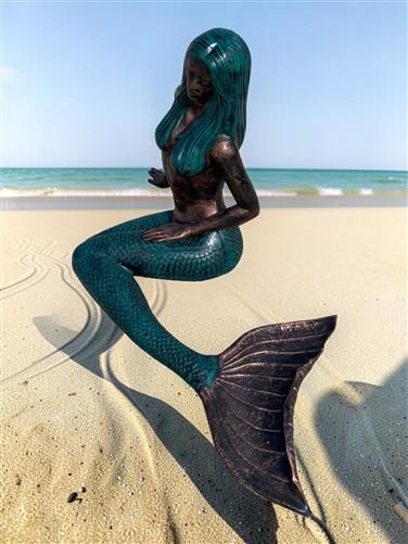 Large Mermaid Statue, Garden Decor Outdoor Nautical Ocean Sea Siren Sculpture, K