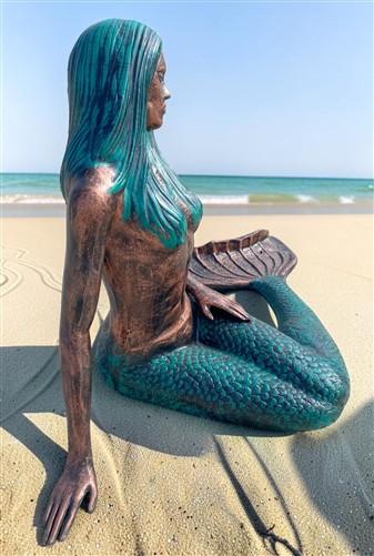Large Mermaid Statue, Garden Decor Outdoor Nautical Ocean Sea Siren Sculpture, K