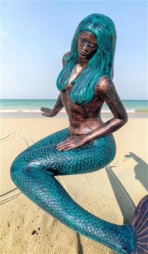 Large Mermaid Statue, Garden Decor Outdoor Nautical Ocean Sea Siren Sculpture, K