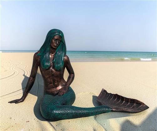 Large Mermaid Statue, Garden Decor Outdoor Nautical Ocean Sea Siren Sculpture, K