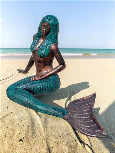 Large Mermaid Statue, Garden Decor Outdoor Nautical Ocean Sea Siren Sculpture, K