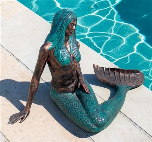 Large Mermaid Statue, Garden Decor Outdoor Nautical Ocean Sea Siren Sculpture, L