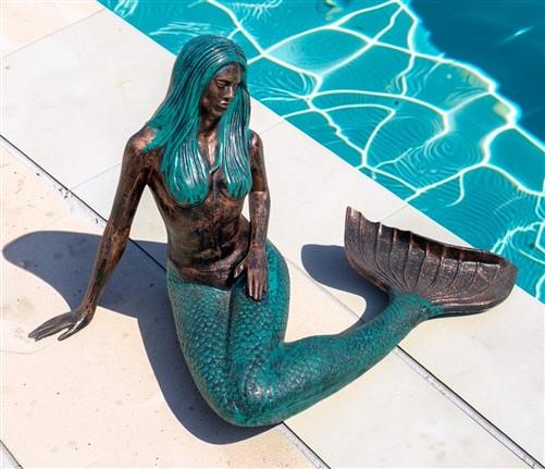 Large Mermaid Statue, Garden Decor Outdoor Nautical Ocean Sea Siren Sculpture, L