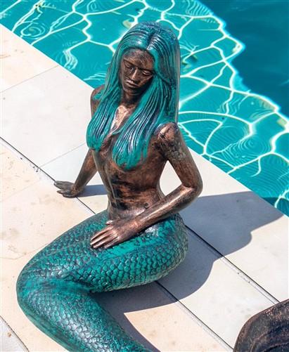 Large Mermaid Statue, Garden Decor Outdoor Nautical Ocean Sea Siren Sculpture, L