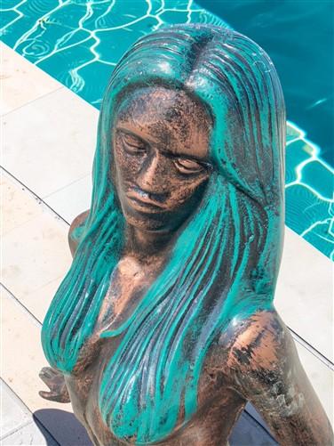 Large Mermaid Statue, Garden Decor Outdoor Nautical Ocean Sea Siren Sculpture, L