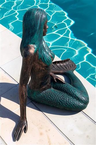Large Mermaid Statue, Garden Decor Outdoor Nautical Ocean Sea Siren Sculpture, L
