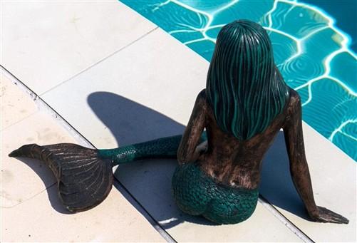 Large Mermaid Statue, Garden Decor Outdoor Nautical Ocean Sea Siren Sculpture, L
