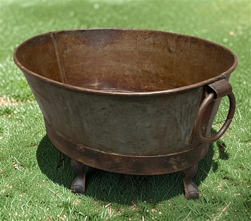 Rustic Large Metal Wash Tub Farmhouse Planter Garden Decor Galvanized Bucket, F