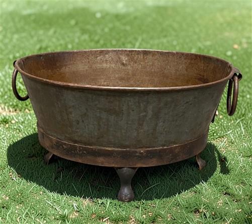 Rustic Large Metal Wash Tub Farmhouse Planter Garden Decor Galvanized Bucket, F