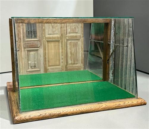 Countertop Glass Display Showcase, Vintage Oak Cabinet Base, Store Display Case
