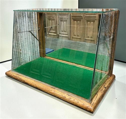 Countertop Glass Display Showcase, Vintage Oak Cabinet Base, Store Display Case