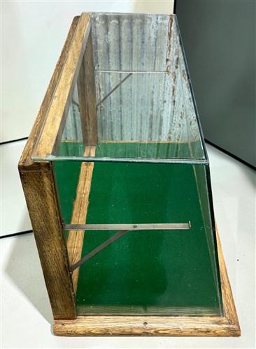 Countertop Glass Display Showcase, Vintage Oak Cabinet Base, Store Display Case