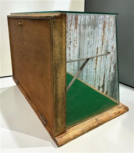 Countertop Glass Display Showcase, Vintage Oak Cabinet Base, Store Display Case