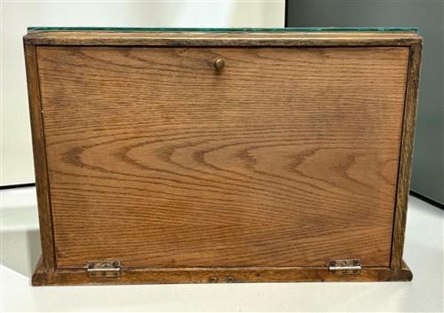 Countertop Glass Display Showcase, Vintage Oak Cabinet Base, Store Display Case