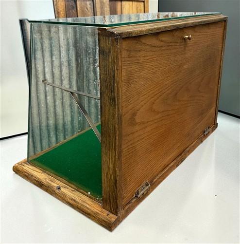 Countertop Glass Display Showcase, Vintage Oak Cabinet Base, Store Display Case