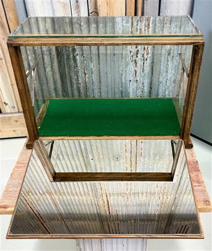 Countertop Glass Display Showcase, Vintage Oak Cabinet Base, Store Display Case