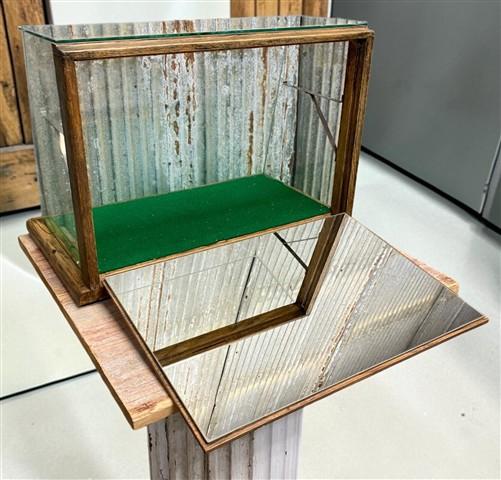 Countertop Glass Display Showcase, Vintage Oak Cabinet Base, Store Display Case