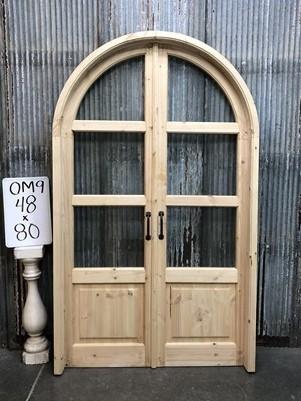 Arched French Double Door (48x80) 3 Pane Glass Door European Styled w Jamb OM9