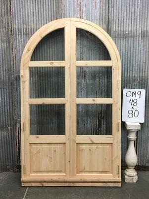 Arched French Double Door (48x80) 3 Pane Glass Door European Styled w Jamb OM9