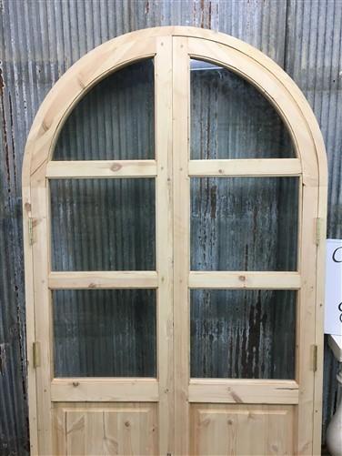 Arched French Double Door (48x80) 3 Pane Glass Door European Styled w Jamb OM9