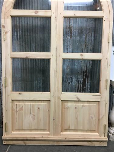 Arched French Double Door (48x80) 3 Pane Glass Door European Styled w Jamb OM9