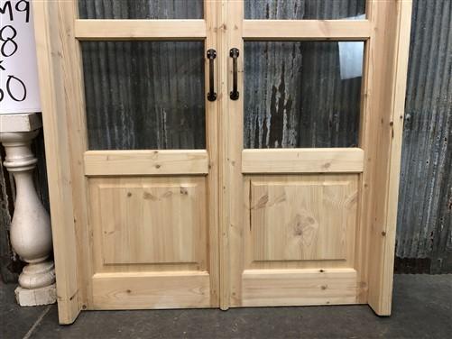 Arched French Double Door (48x80) 3 Pane Glass Door European Styled w Jamb OM9
