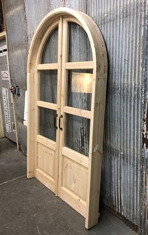 Arched French Double Door (48x80) 3 Pane Glass Door European Styled w Jamb OM9