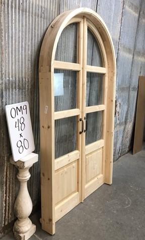 Arched French Double Door (48x80) 3 Pane Glass Door European Styled w Jamb OM9