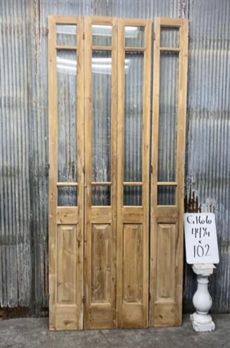 Antique French Double Doors (44x102) 3 Pane Glass, European Reclaimed G166