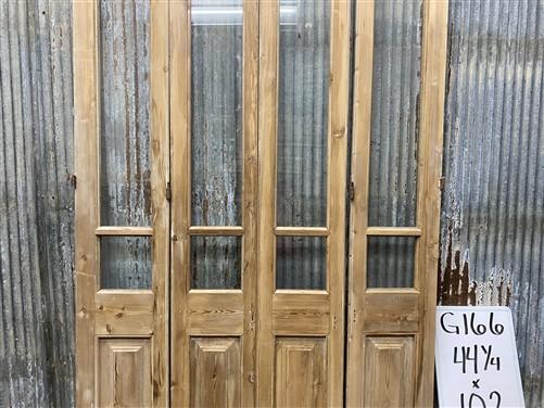 Antique French Double Doors (44x102) 3 Pane Glass, European Reclaimed G166