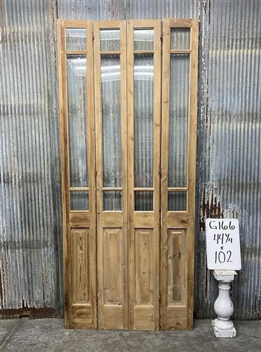 Antique French Double Doors (44x102) 3 Pane Glass, European Reclaimed G166