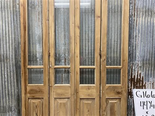 Antique French Double Doors (44x102) 3 Pane Glass, European Reclaimed G166