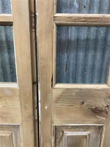 Antique French Double Doors (44x102) 3 Pane Glass, European Reclaimed G166