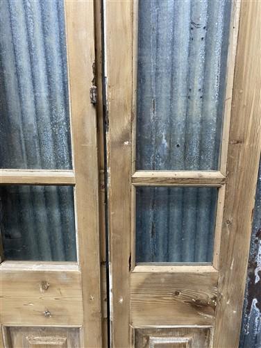 Antique French Double Doors (44x102) 3 Pane Glass, European Reclaimed G166