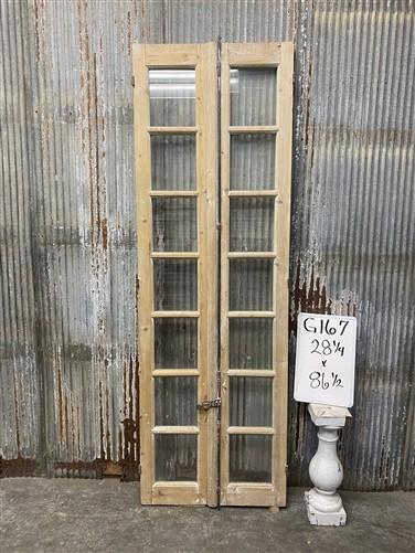 Antique French Double Doors (28x86.5) 7 Pane Glass, European Reclaimed G167