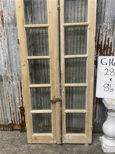 Antique French Double Doors (28x86.5) 7 Pane Glass, European Reclaimed G167