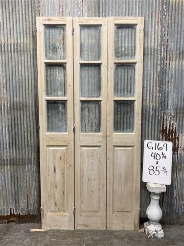 Antique French Double Doors (40x85.75) 3 Pane Glass, European Reclaimed G169