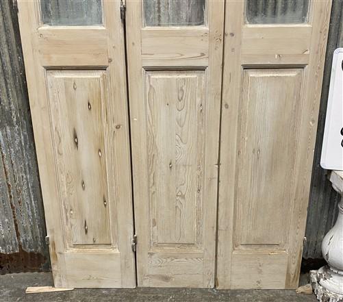 Antique French Double Doors (40x85.75) 3 Pane Glass, European Reclaimed G169