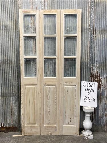 Antique French Double Doors (40x85.75) 3 Pane Glass, European Reclaimed G169
