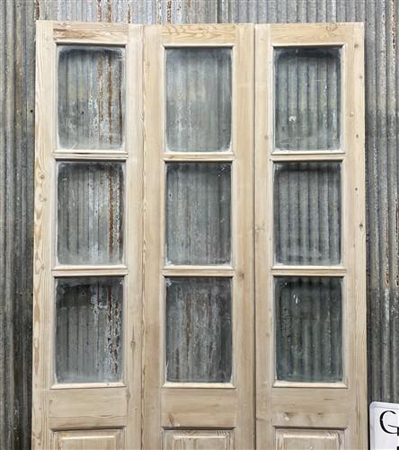 Antique French Double Doors (40x85.75) 3 Pane Glass, European Reclaimed G169