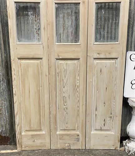 Antique French Double Doors (40x85.75) 3 Pane Glass, European Reclaimed G169