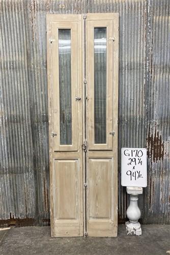 Antique French Double Doors (29x94.5) 1 Pane Glass, European Reclaimed G170