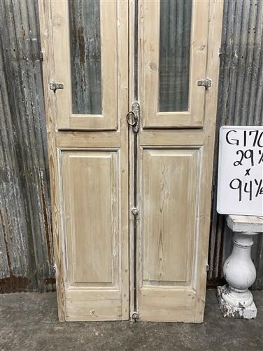 Antique French Double Doors (29x94.5) 1 Pane Glass, European Reclaimed G170